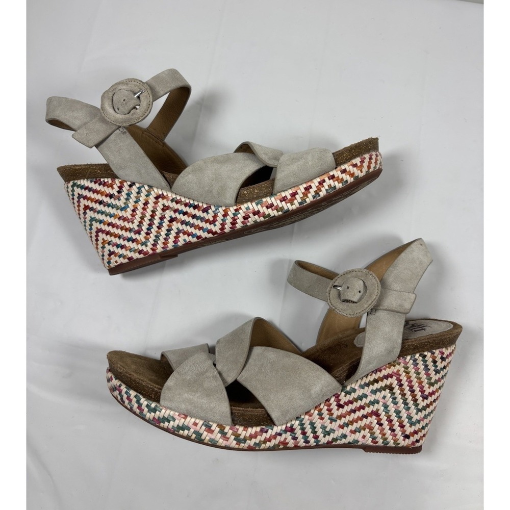 Sofft Casidy Womens 11M Gray‎ Suede Platform Wedge Sandal Spring Summer RARE Y2K